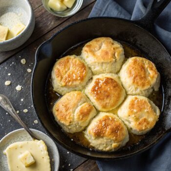 an-extreme-close-up-of-the-of-hot-biscuits-in-a-ca