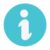 Blue info icon round with white italic i in the center